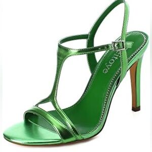 Christmas green t strap stiletto heels size 9 shiny